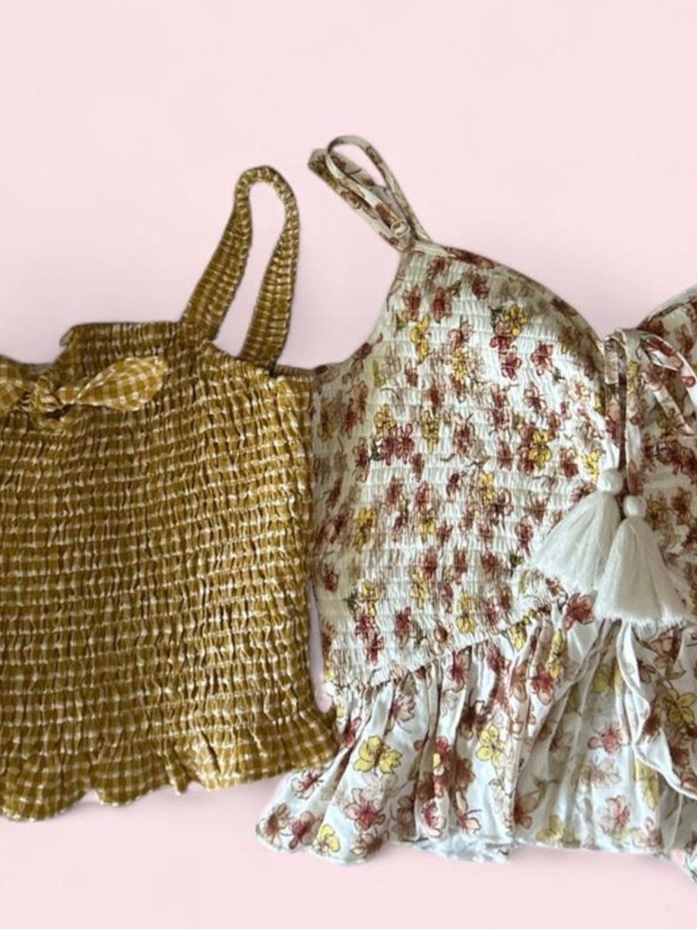 Bundle of 2 junior’s smocked crop tops